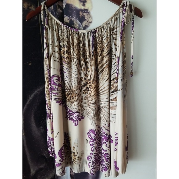 BOSTON PROPER Women's Paisley Cold Shoulder Boho Top‎ Multi Size S NWT - Picture 4 of 7